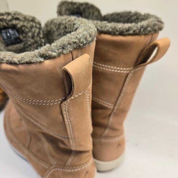 Ecco Hydromax Mid-Calf Tan Leather Water Resistant Toggle Lace-up Boots US 8-8.5 - Picture 6 of 10